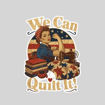 We Can Quilt It Rosie Riveter Quilting Sewing Machine Craft Sticker