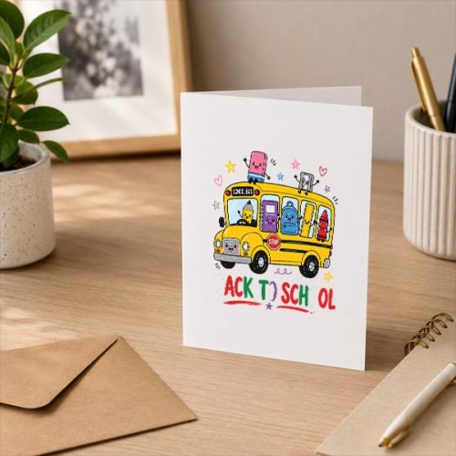 Welcome Back To School Bus 1st Day Of School Teacher Greeting Card